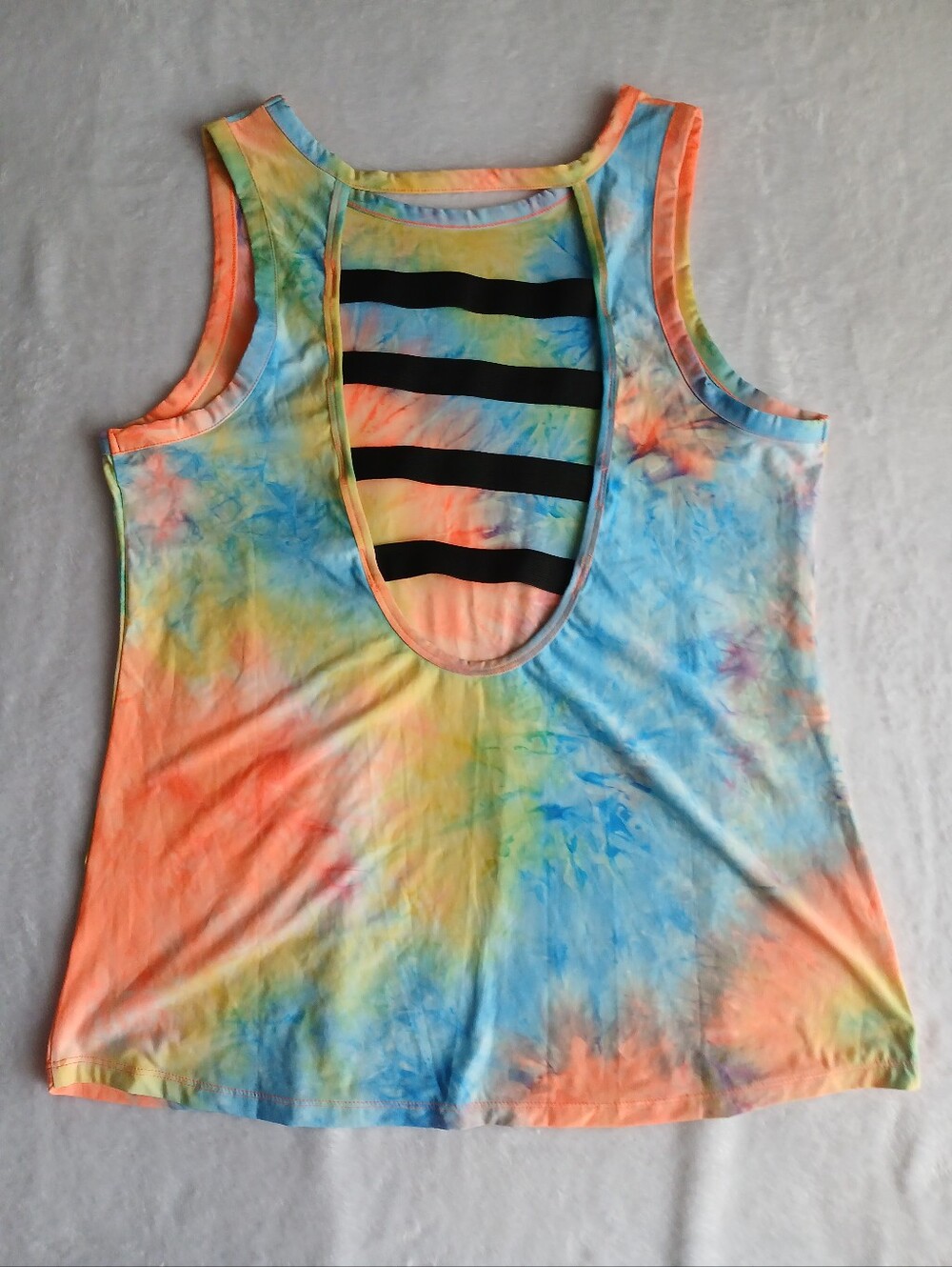 Vogo Activewear Tie Dye Open Strap Back Top Size XL